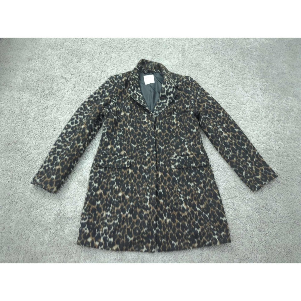 Old Navy Coat Womens Medium Jacket Leopard Print Wool Blend Lined